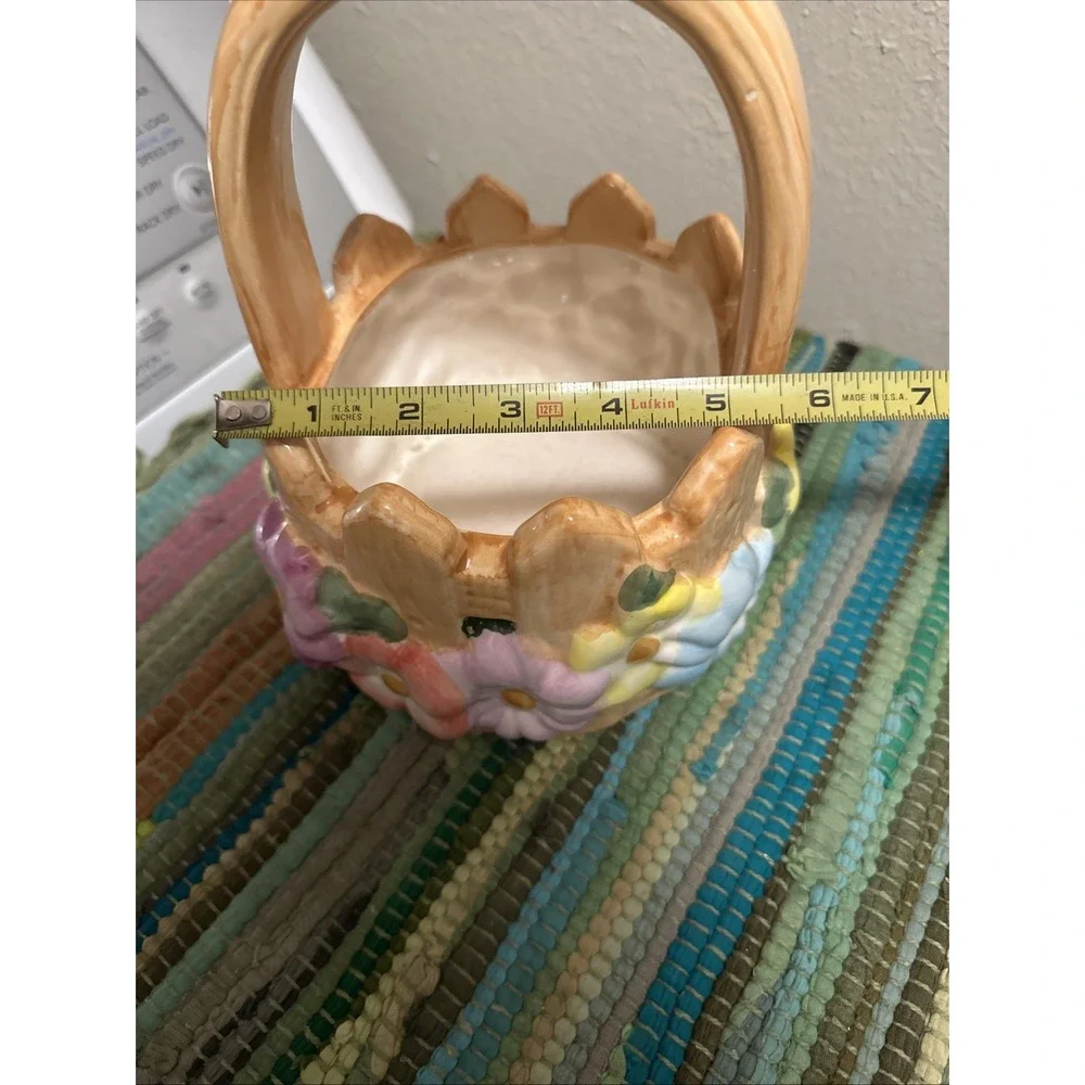 Teleflora Ceramic Picket‎ Fence Basket with Flowers Spring Easter Decor Pastels